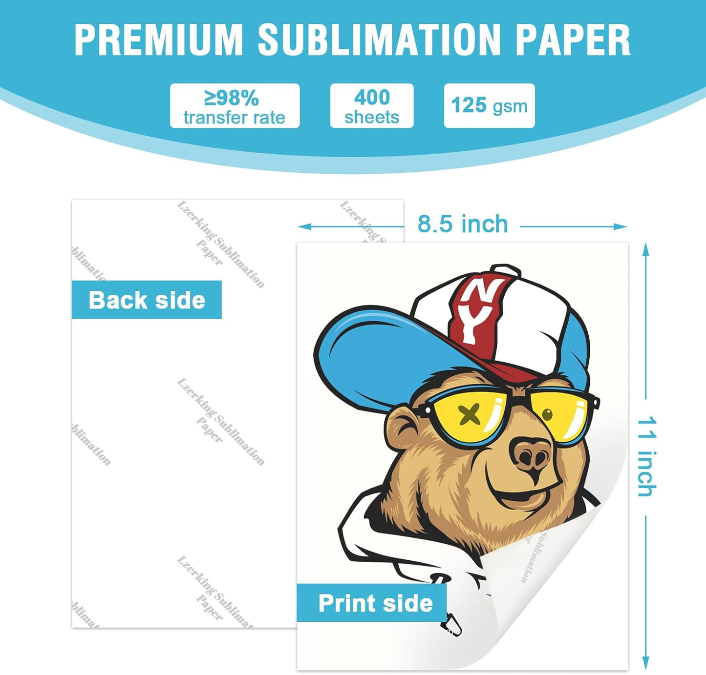 Sublimation Paper 8.5x11 Inch 125gsm 400 Sheets