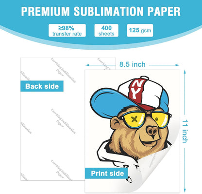Sublimation Paper 8.5x11 Inch 125gsm 400 Sheets